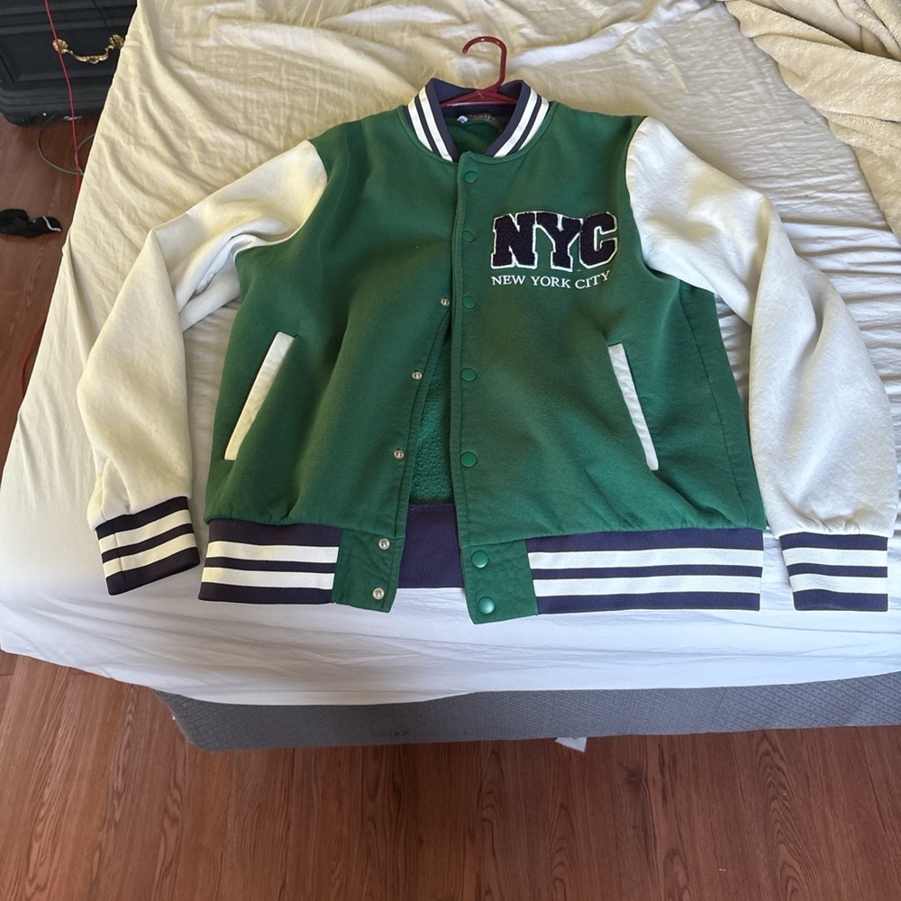 Green and White NYC Varsity Jacket